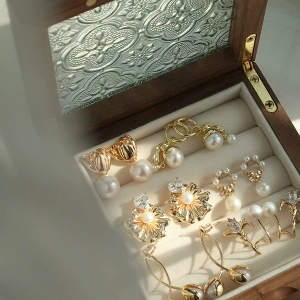 Boîte de rangement pour bagues et boucles d'oreilles style rétro Arden