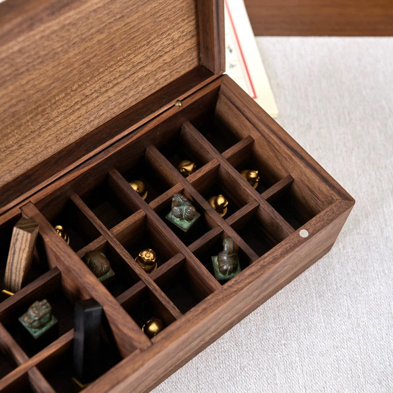 Emily Solid Walnut Storage Box for Essential Oils & Lipsticks