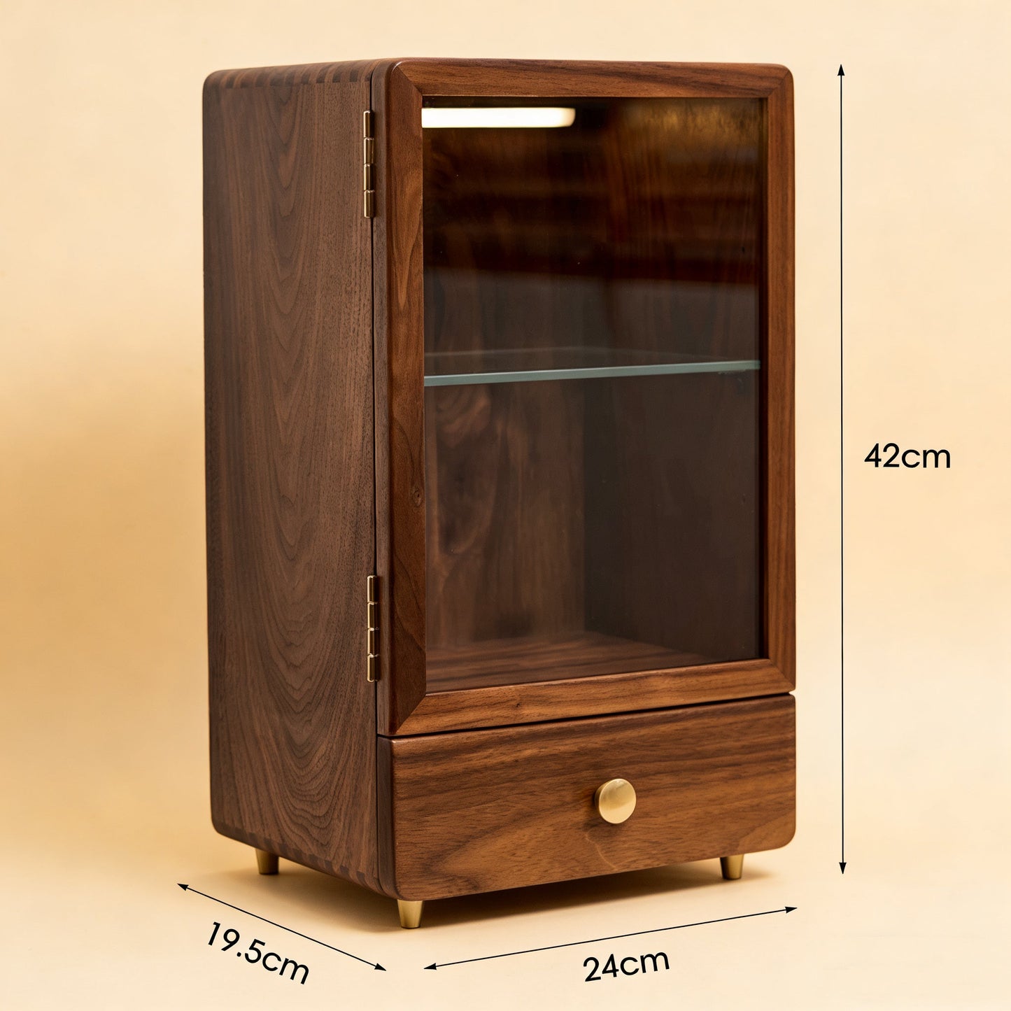 Armoire de rangement de maquillage Glam en noyer massif