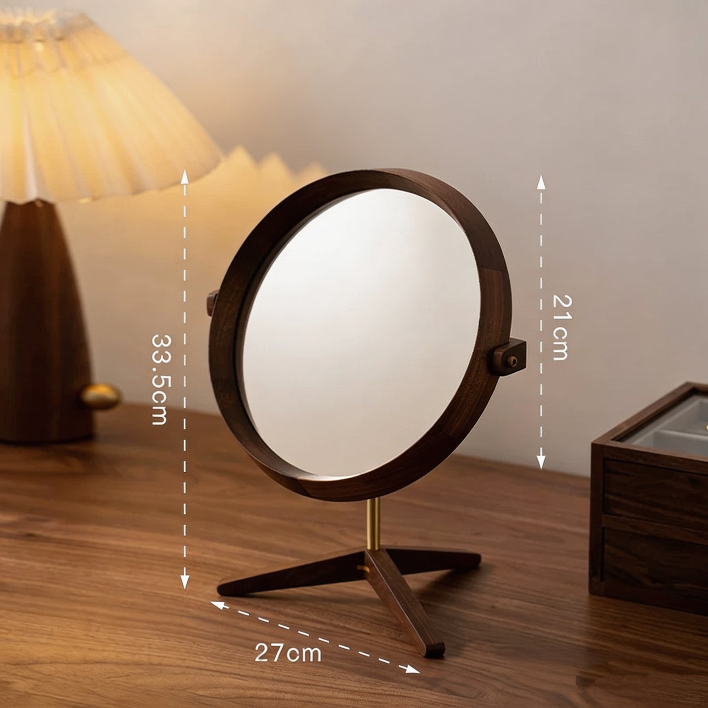Miroir de maquillage de table en bois style rétro Élégance