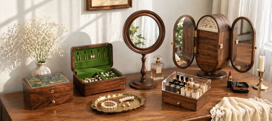 wooden makeup organizer