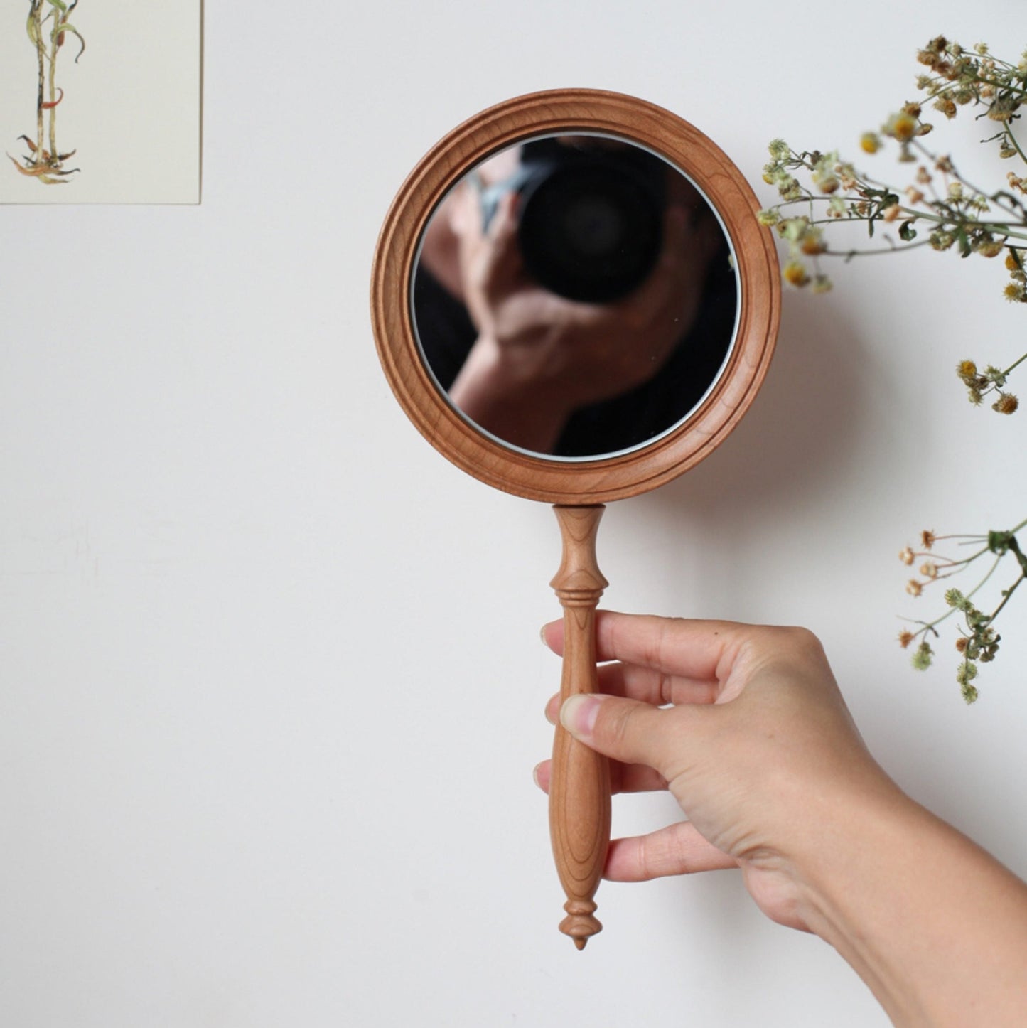 Mirora Retro Style Walnuss Handspiegel