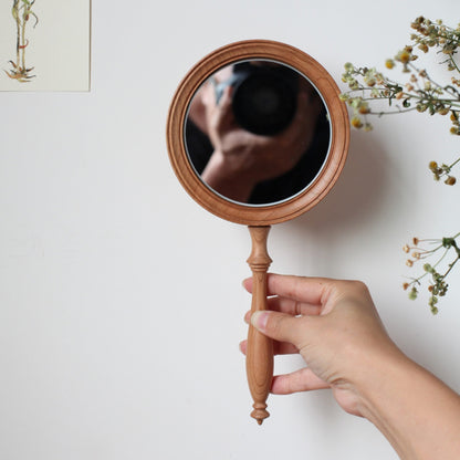 Mirora Retro Style Walnuss Handspiegel
