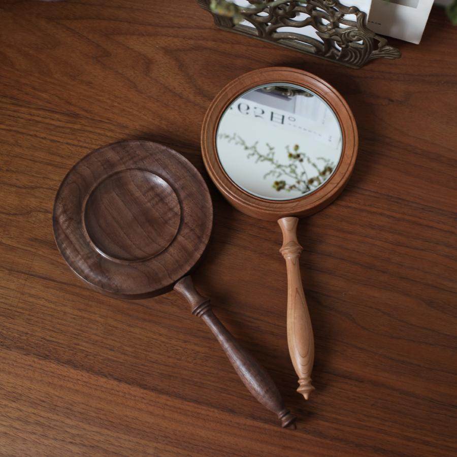 Mirora Retro Style Walnuss Handspiegel