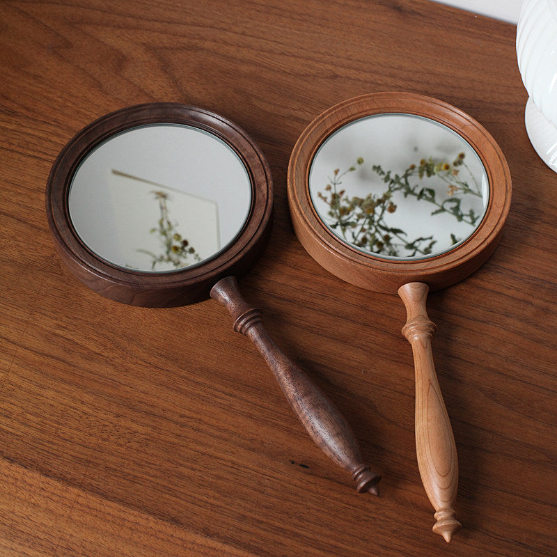 Mirora Retro Style Walnuss Handspiegel