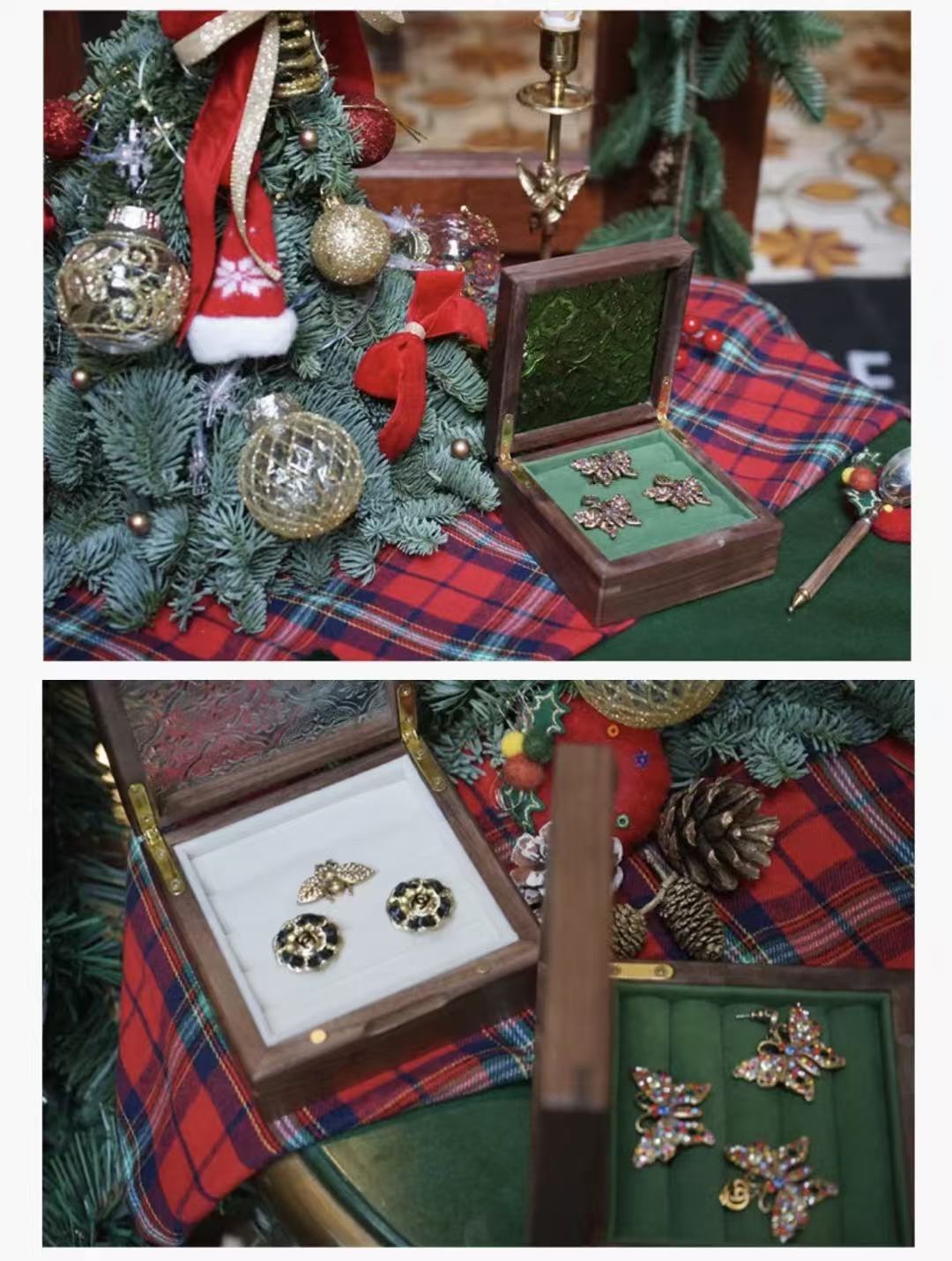 Boîte de rangement pour bagues et boucles d'oreilles style rétro Arden