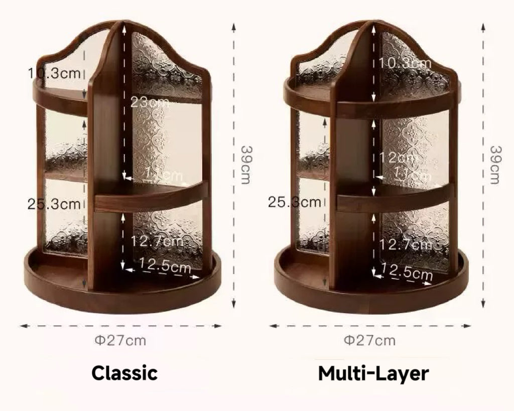 Armoire de rangement pour maquillage Amora en noyer massif