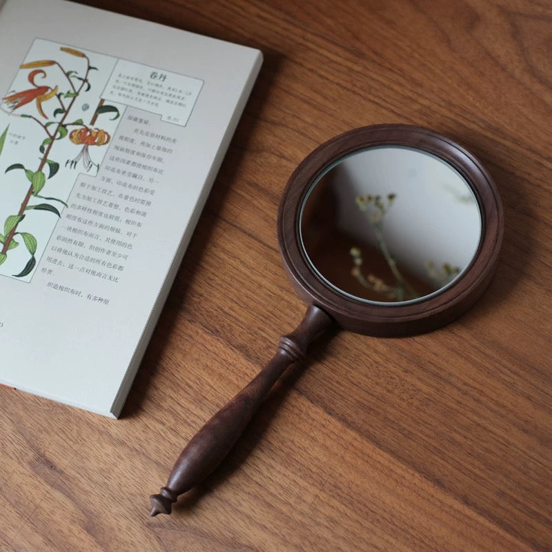 Mirora Retro Style Walnuss Handspiegel