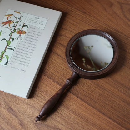 Mirora Retro Style Walnuss Handspiegel