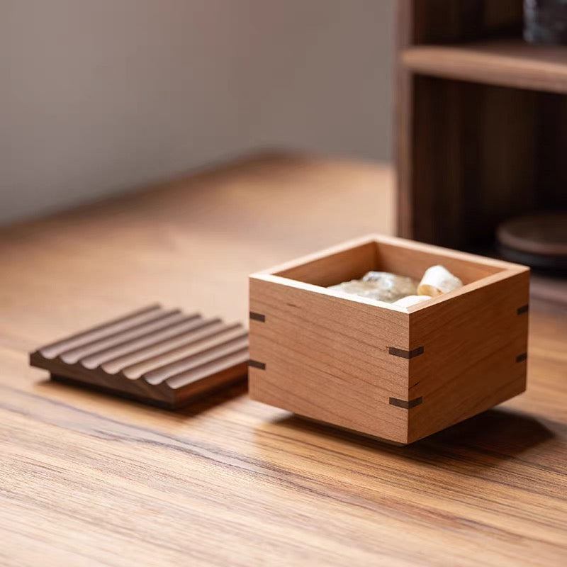 Elara Solid Wood Ripple Lid Storage Box