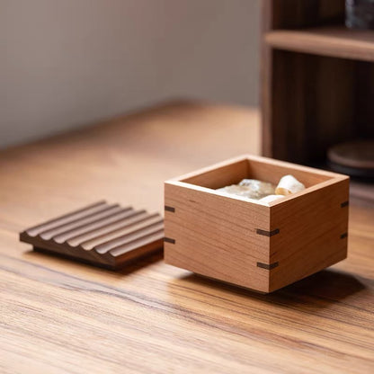 Elara Solid Wood Ripple Lid Storage Box