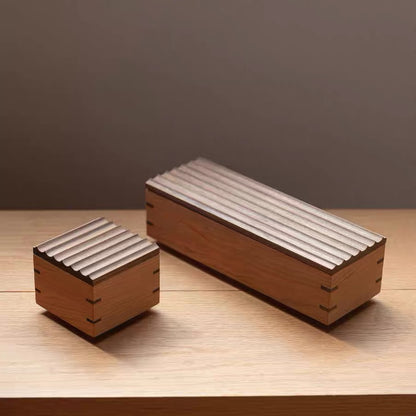 Elara Solid Wood Ripple Lid Storage Box