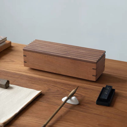 Elara Solid Wood Ripple Lid Storage Box