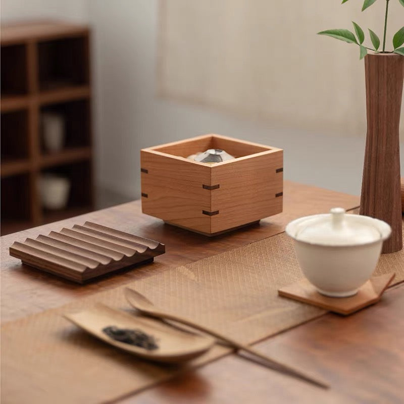 Elara Solid Wood Ripple Lid Storage Box