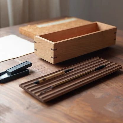 Elara Solid Wood Ripple Lid Storage Box