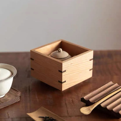 Elara Solid Wood Ripple Lid Storage Box