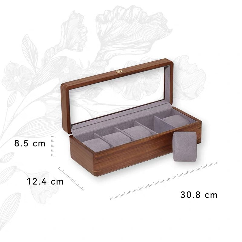 Aero handcrafted walnut watch collection box with glass