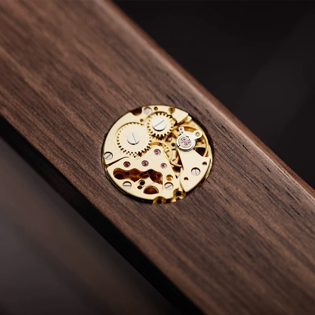 Aero solid wood watch display case with glass top