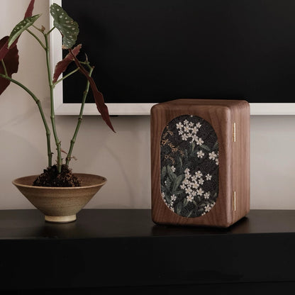 Artora handcrafted walnut jewelry box with decorative detail