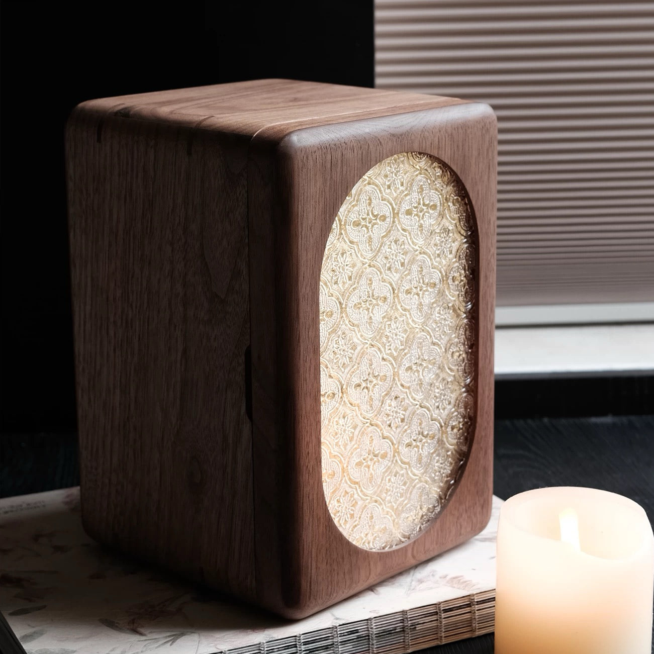 Artora jewelry box with carved decorative front panel