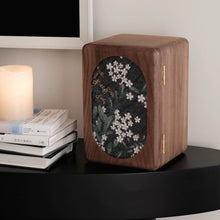 Artora wooden jewelry box featuring decorative front design