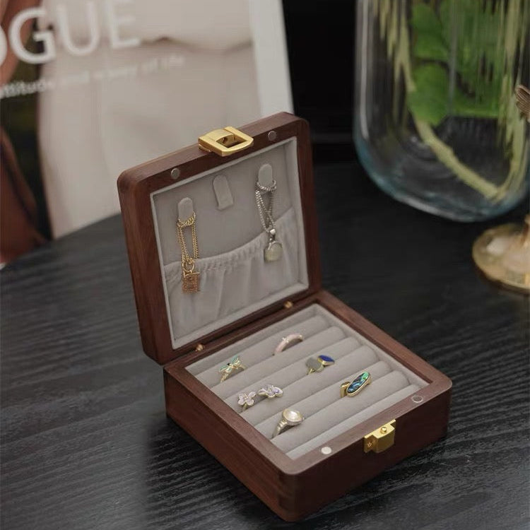 Calen solid wood jewelry organizer box