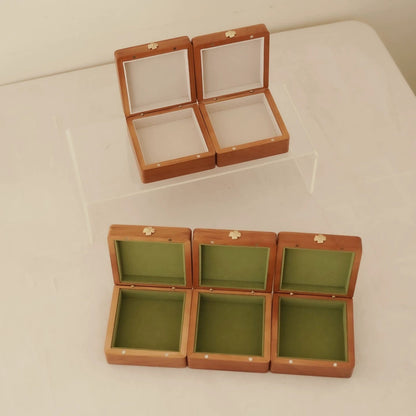 Cherry wood jewelry organizer with unique art glass top