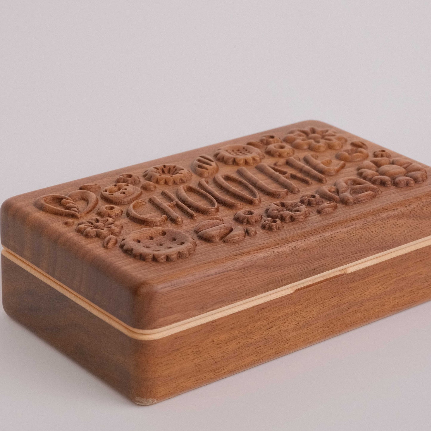 Choco Black Walnut Jewelry Box with necklace displayed