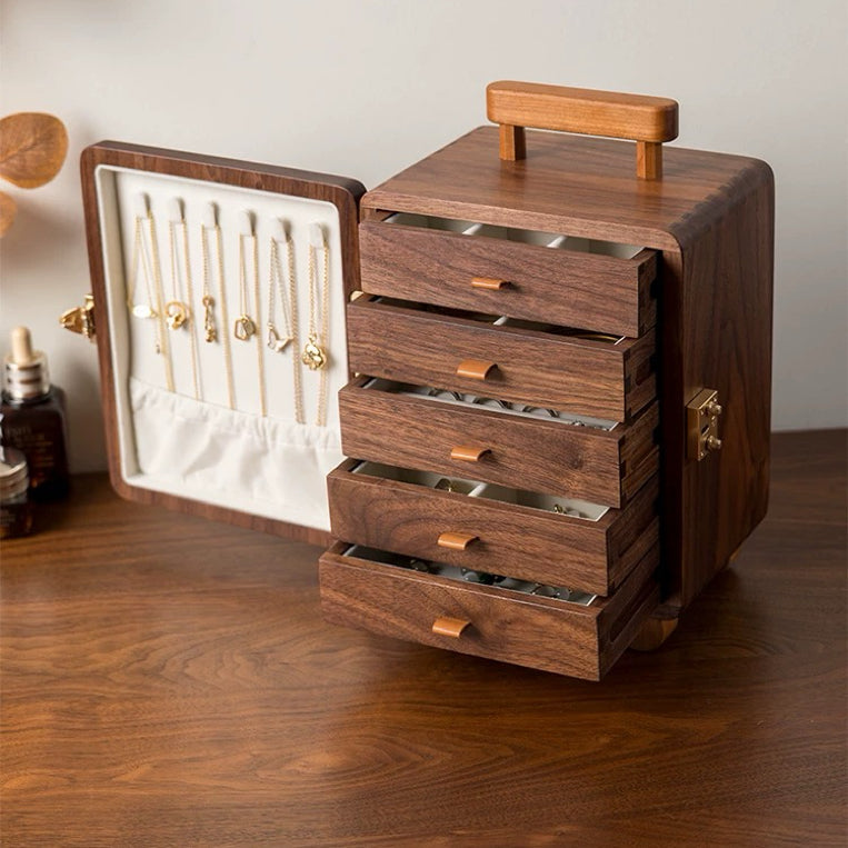 Creative Solid Wood Jewelry Box shaped like a suitcase