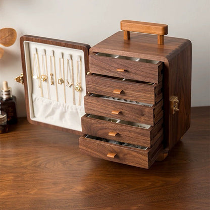 Creative Solid Wood Jewelry Box shaped like a suitcase