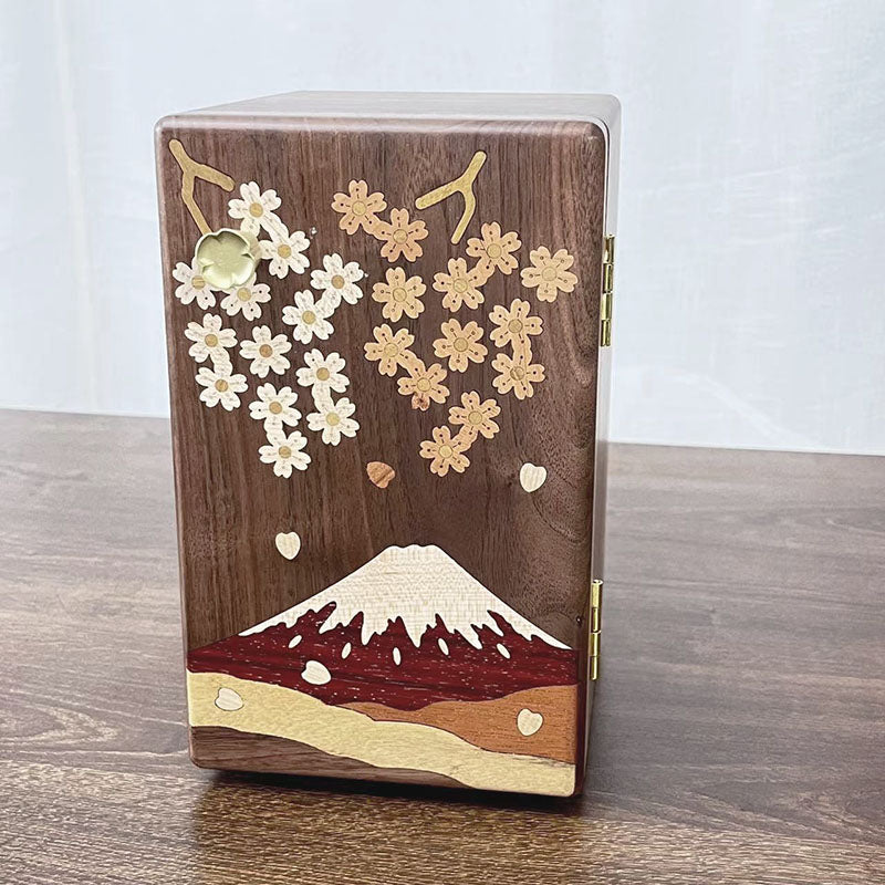 Elegant wooden jewelry organizer with floral pattern