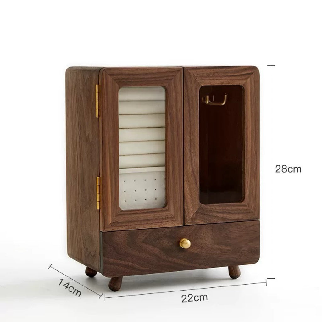 Floren mini jewelry storage cabinet with smooth wood finish