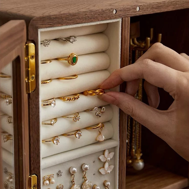 Floren solid wood jewelry box with mini cabinet drawers