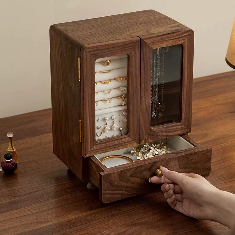 Floren wooden mini jewelry cabinet with drawers