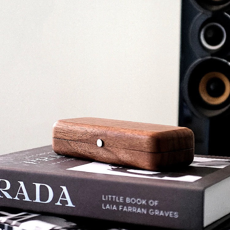 GrainCase minimalist walnut glasses case for everyday use