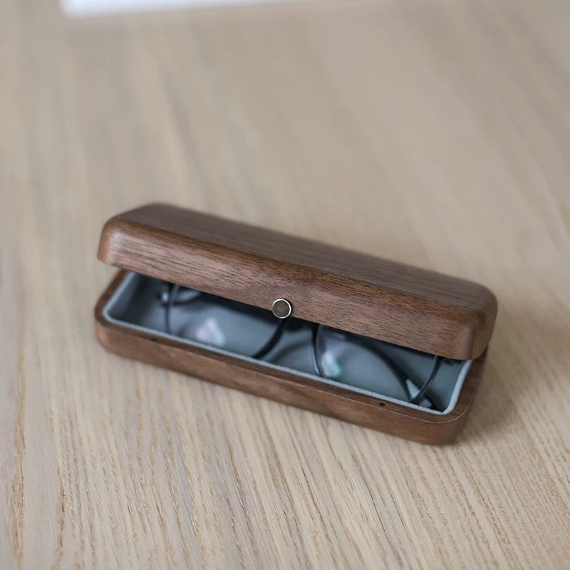 Handmade walnut glasses case for premium eyewear protection