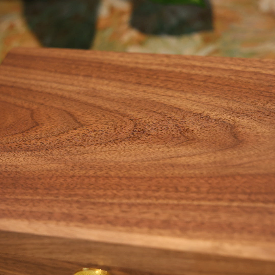 Wooden box with a focus on its texture and grain.