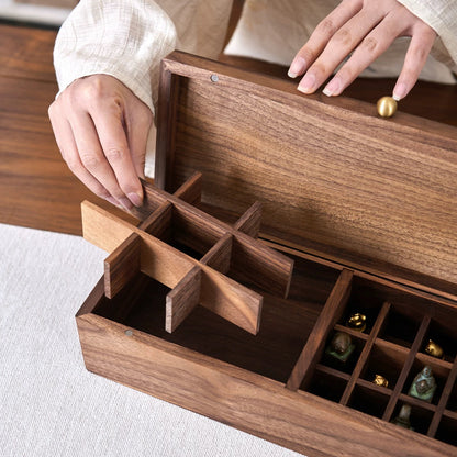 Emily Solid Walnut Storage Box for Essential Oils & Lipsticks