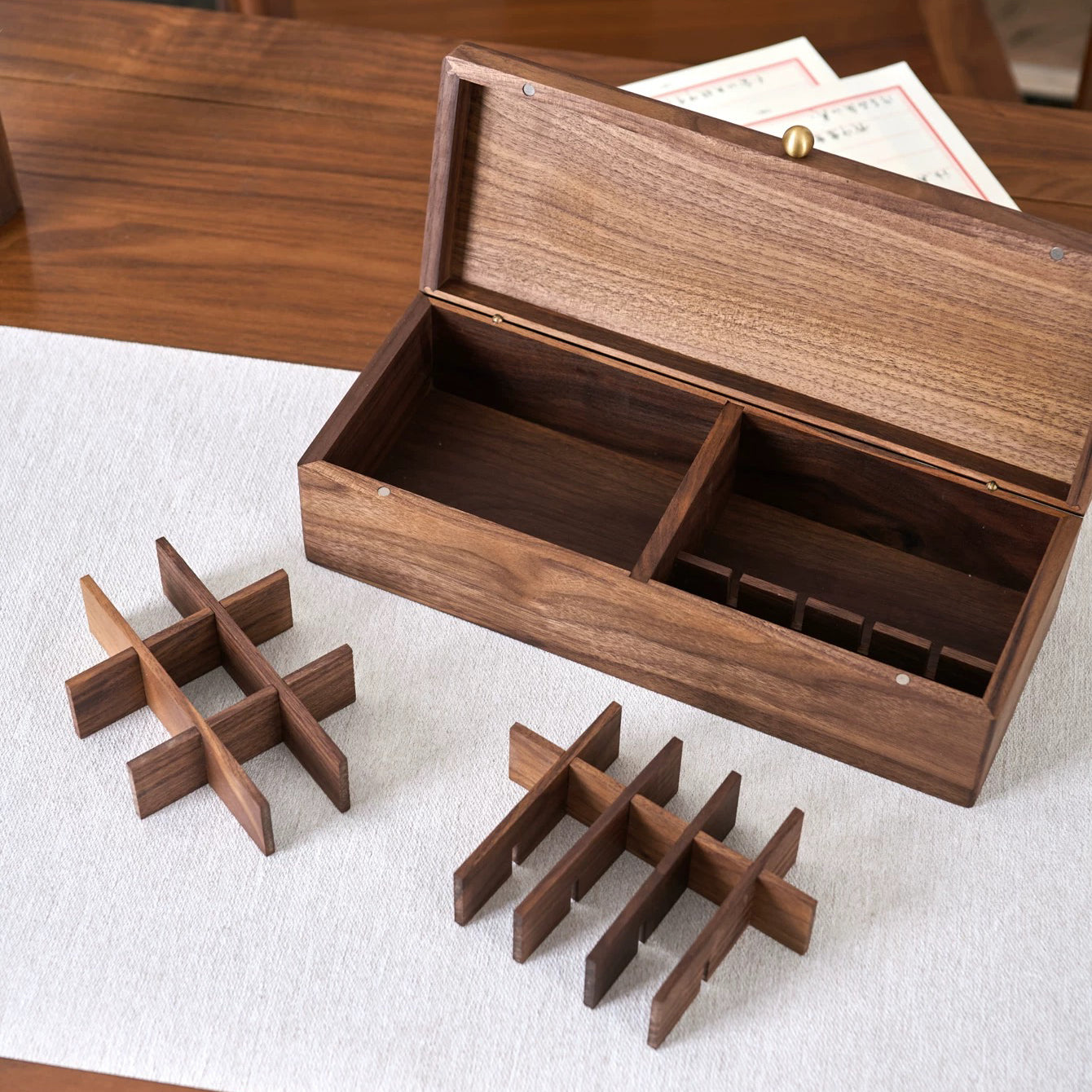 Emily Solid Walnut Storage Box for Essential Oils & Lipsticks