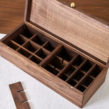 Emily Solid Walnut Storage Box for Essential Oils & Lipsticks