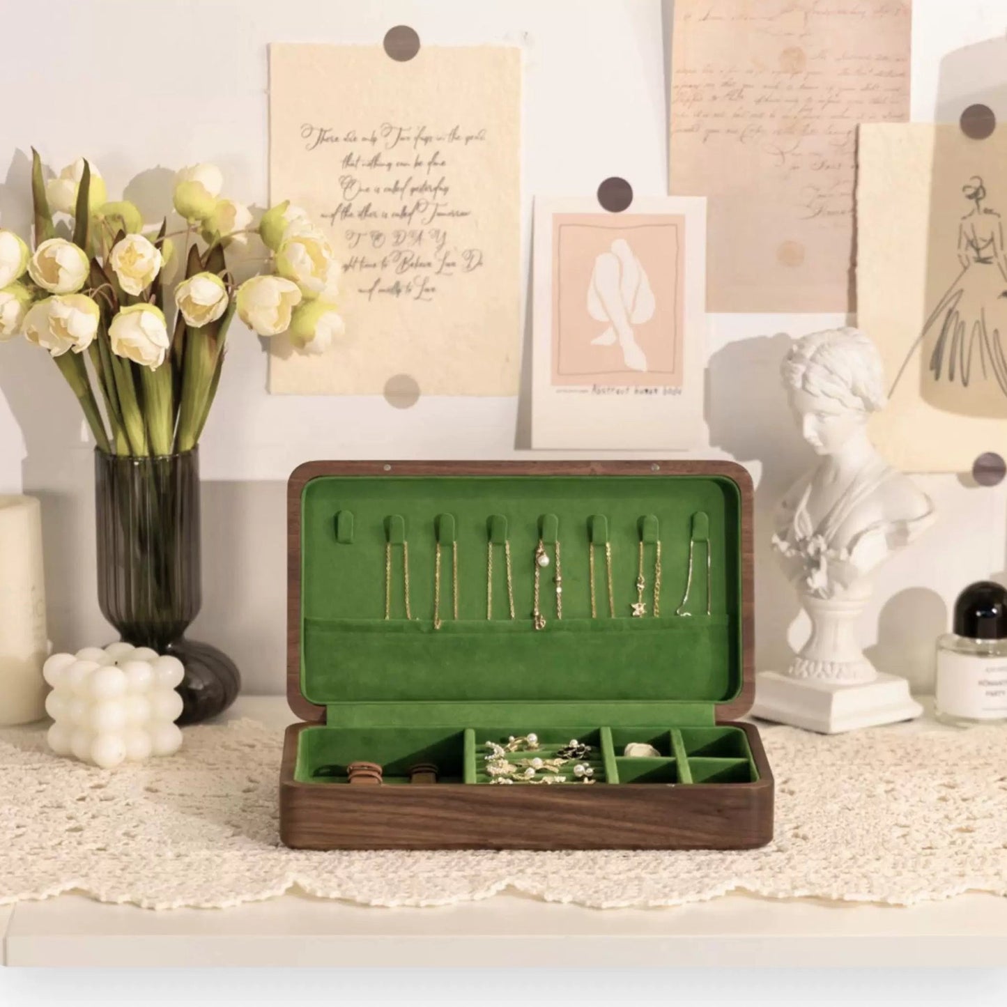 Ellen Solid Walnut Jewelry Box