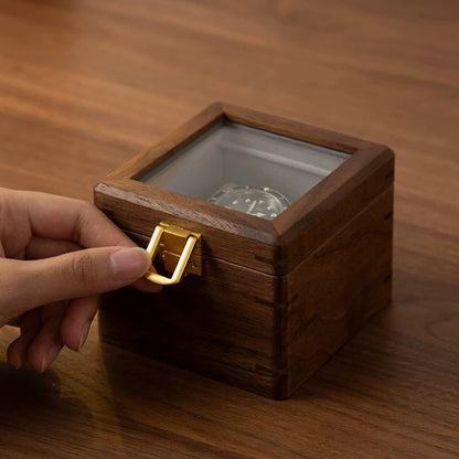 Collection de boîtes à montres Cadran en noyer massif avec couvercle en verre