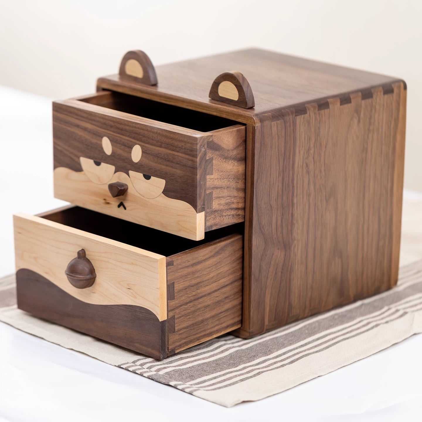 Armoires de rangement à deux tiroirs en bois massif Caddy