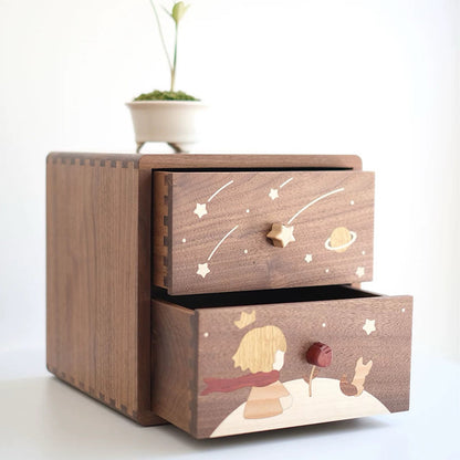 Armoires de rangement à deux tiroirs en bois massif Caddy