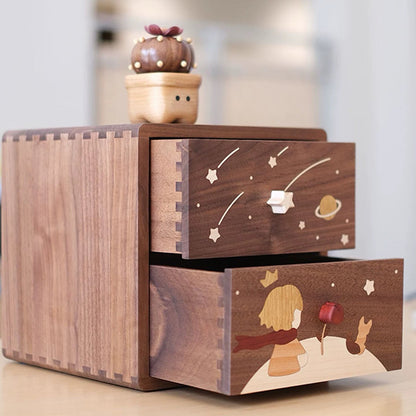 Armoires de rangement à deux tiroirs en bois massif Caddy