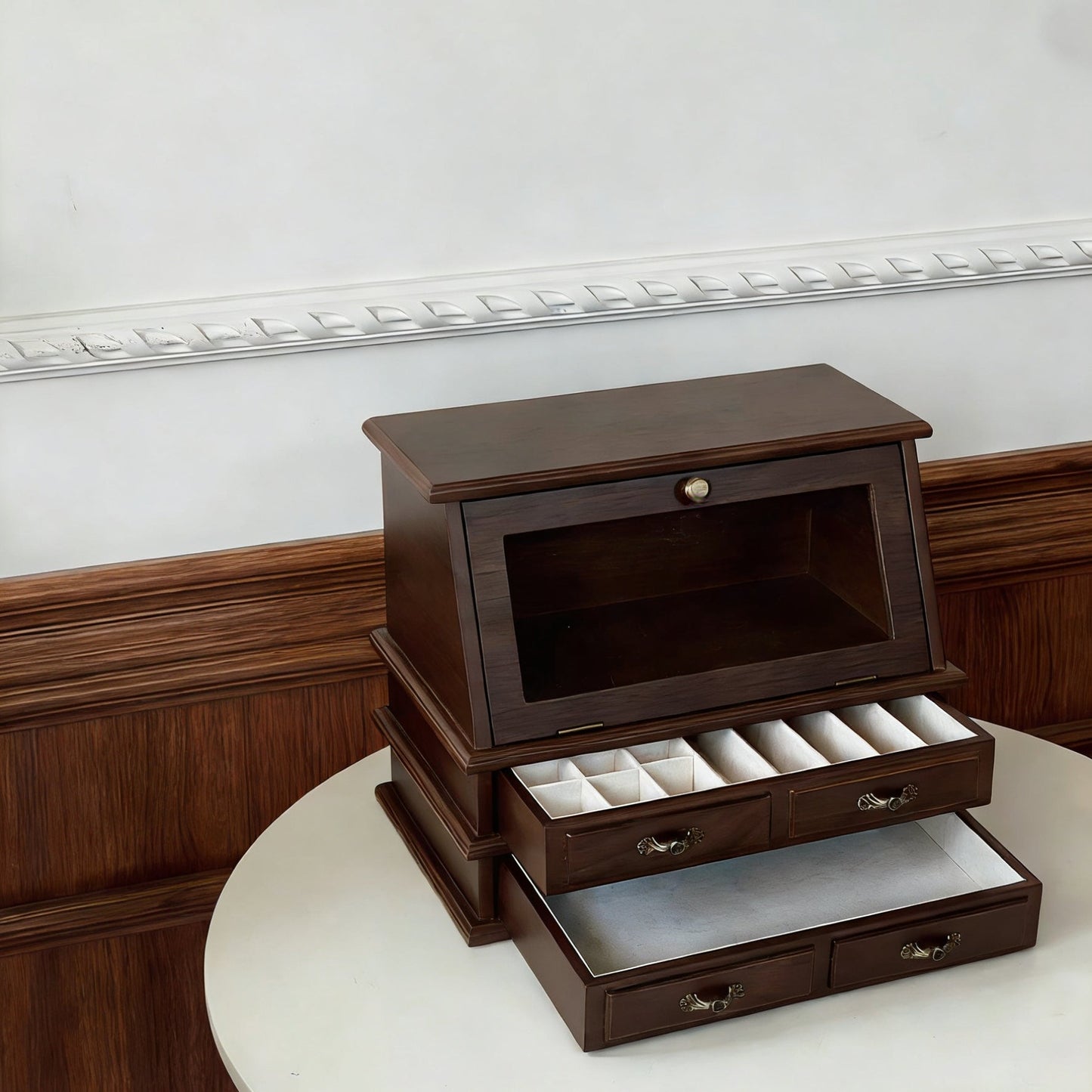 Armoire à bijoux en bois massif pour boudoir