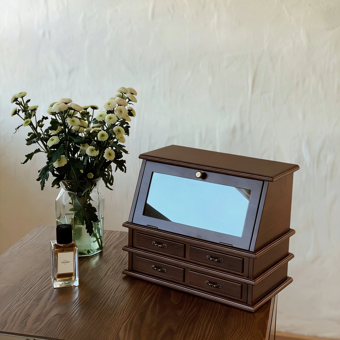 Armoire à bijoux en bois massif pour boudoir