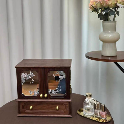 Schmuckaufbewahrungsschrank aus massivem Walnussholz mit Glanzmuster