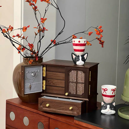 Schmuckaufbewahrungsschrank aus massivem Walnussholz mit Glanzmuster