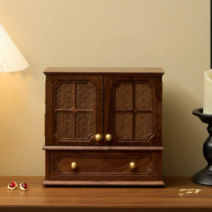 Schmuckaufbewahrungsschrank aus massivem Walnussholz mit Glanzmuster